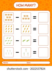 How many counting game with vegetables. worksheet for preschool kids, kids activity sheet, printable worksheet