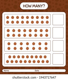 How many counting game with velvet apple worksheet for preschool kids, kids activity sheet, printable worksheet