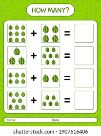 How many counting game watermelon. worksheet for preschool kids, kids activity sheet, printable worksheet
