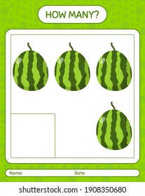 How many counting game with watermelon. worksheet for preschool kids, kids activity sheet, printable worksheet