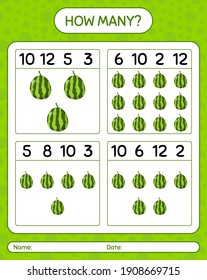 How many counting game with watermelon. worksheet for preschool kids, kids activity sheet, printable worksheet