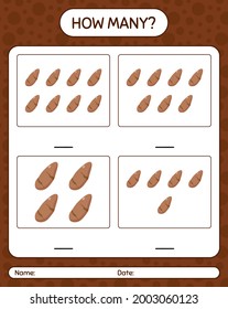 How many counting game with yam root. worksheet for preschool kids, kids activity sheet, printable worksheet