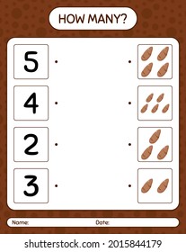 How many counting game with yam root. worksheet for preschool kids, kids activity sheet, printable worksheet