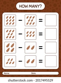 How many counting game with yam root. worksheet for preschool kids, kids activity sheet, printable worksheet