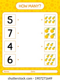How many counting game with yuzu. worksheet for preschool kids, kids activity sheet, printable worksheet