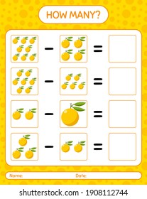 How many counting game yuzu. worksheet for preschool kids, kids activity sheet, printable worksheet