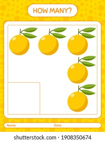 ¿Cuántos de los que cuentan con yuzu? hoja de trabajo para niños de preescolar, hoja de actividades para niños, hoja de trabajo imprimible