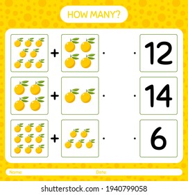 How many counting game with yuzu. worksheet for preschool kids, kids activity sheet, printable worksheet