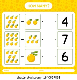 How many counting game with yuzu worksheet for preschool kids, kids activity sheet, printable worksheet
