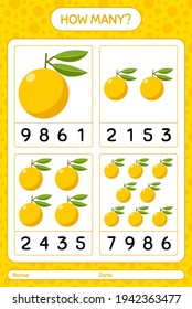 How many counting game with yuzu worksheet for preschool kids, kids activity sheet, printable worksheet