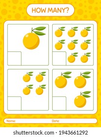 How many counting game with yuzu worksheet for preschool kids, kids activity sheet, printable worksheet