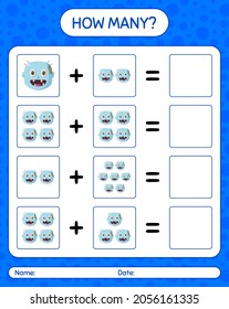 How many counting game with zombie. worksheet for preschool kids, kids activity sheet