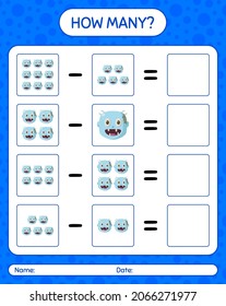 How many counting game with zombie. worksheet for preschool kids, kids activity sheet