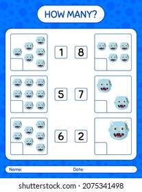 How many counting game with zombie. worksheet for preschool kids, kids activity sheet