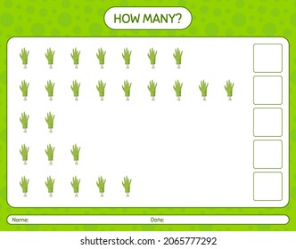 How many counting game with zombie's hand. worksheet for preschool kids, kids activity sheet