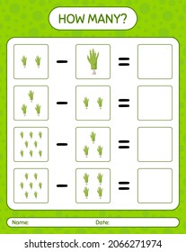 How many counting game with zombie's hand. worksheet for preschool kids, kids activity sheet