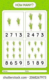 How many counting game with zombie's hand. worksheet for preschool kids, kids activity sheet