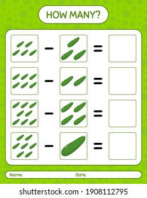 How many counting game zucchini. worksheet for preschool kids, kids activity sheet, printable worksheet