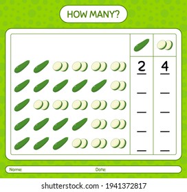 How many counting game with zucchini worksheet for preschool kids, kids activity sheet, printable worksheet