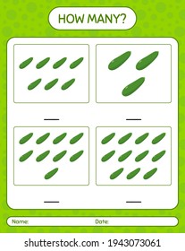 How many counting game with zucchini worksheet for preschool kids, kids activity sheet, printable worksheet