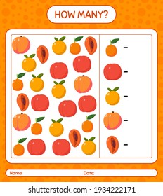 How many counting nance, pineapple, quince, ugli, yuzu. worksheet for preschool kids, kids activity sheet, printable worksheet