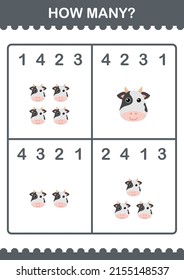 How Many Cow face. Worksheet for kids