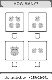 How Many Cow face. Worksheet for kids
