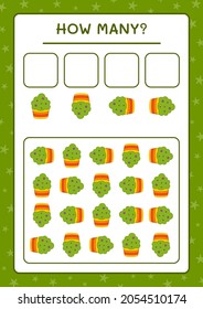 How many Cup Cake, game for children. Vector illustration, printable worksheet