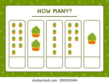 How many Cup Cake, game for children. Vector illustration, printable worksheet