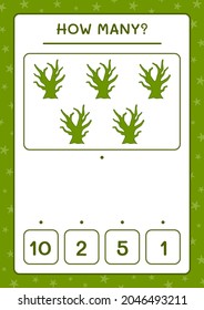 How many Dead Tree, game for children. Vector illustration, printable worksheet