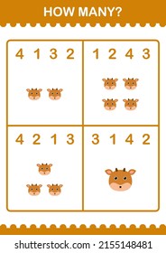 How Many Deer face. Worksheet for kids