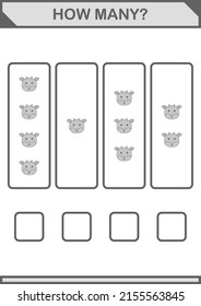 How Many Deer face. Worksheet for kids