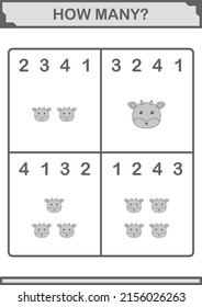 How Many Deer face. Worksheet for kids