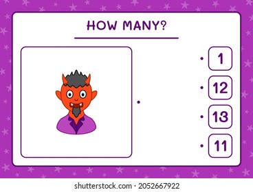 How many Devil, game for children. Vector illustration, printable worksheet