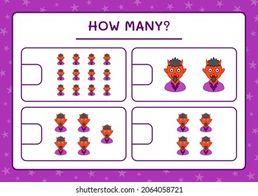 How many Devil, game for children. Vector illustration, printable worksheet