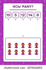 How many Devil, game for children. Vector illustration, printable worksheet