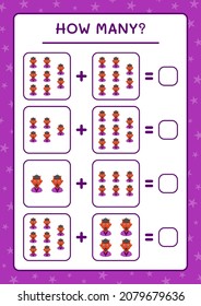 How many Devil, game for children. Vector illustration, printable worksheet