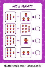 How many Devil, game for children. Vector illustration, printable worksheet