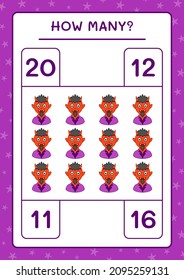 How many Devil, game for children. Vector illustration, printable worksheet