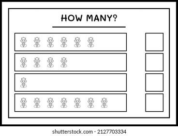 How many Devil, game for children. Vector illustration, printable worksheet