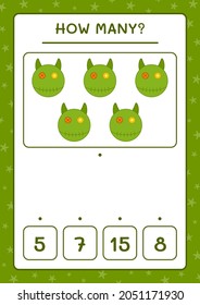 How many Doll, game for children. Vector illustration, printable worksheet