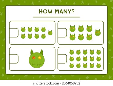 How many Doll, game for children. Vector illustration, printable worksheet