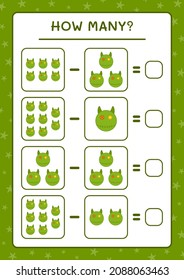 How many Doll, game for children. Vector illustration, printable worksheet