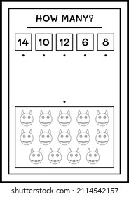 How many Doll, game for children. Vector illustration, printable worksheet