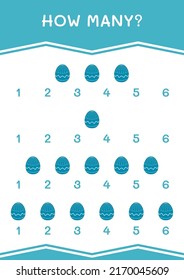 How many of Easter egg, game for children. Vector illustration, printable worksheet