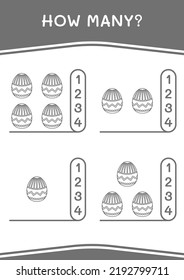 How many of Easter egg, game for children. Vector illustration, printable worksheet