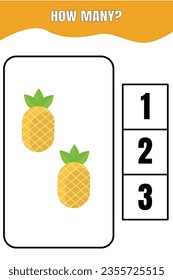 How many are there? Educational math game for kids. Printable worksheet design for preschool or elementary kids.