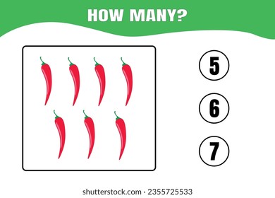 How many are there? Educational math game for kids. Printable worksheet design for preschool or elementary kids.