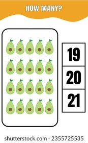 How many are there? Educational math game for kids. Printable worksheet design for preschool or elementary kids.