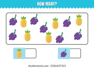 How many are there? Educational math game for kids. Printable worksheet design for preschool or elementary kids.